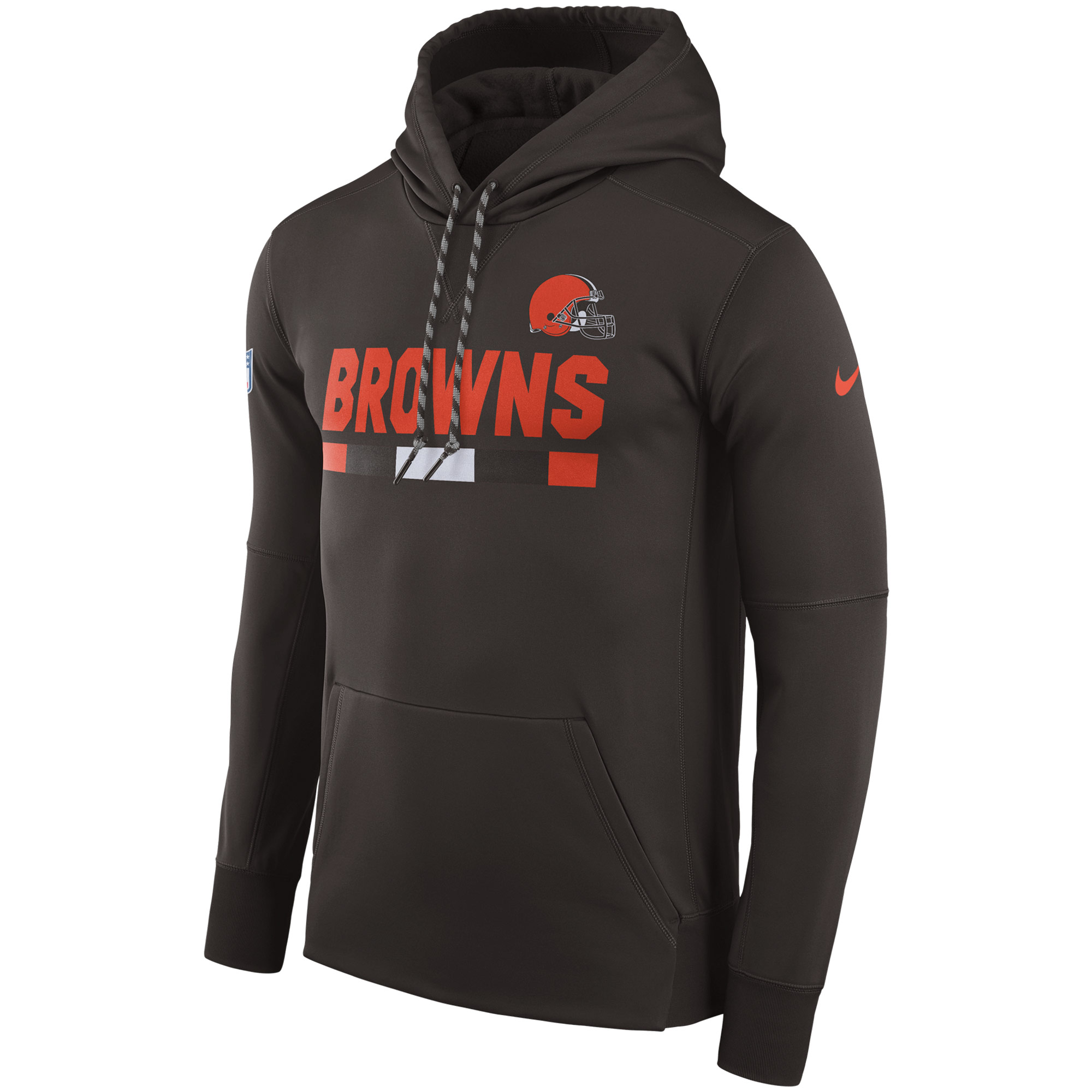 NFL Men Cleveland Browns Nike Brown Sideline ThermaFit Performance PO Hoodie